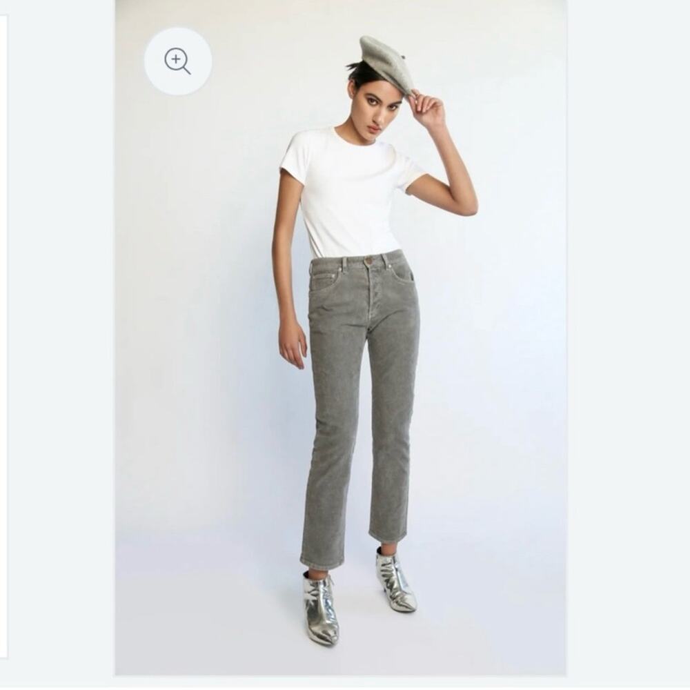 Daily Blue By AG Boost Corduroy Jeans Straight Leg High Rise Lead Grey Sz 24 NEW